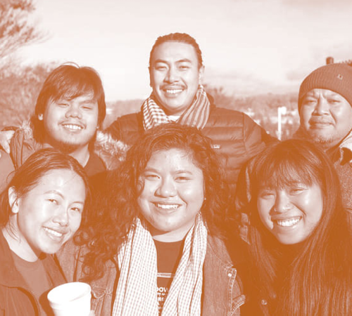 Six young Asian American people smiling